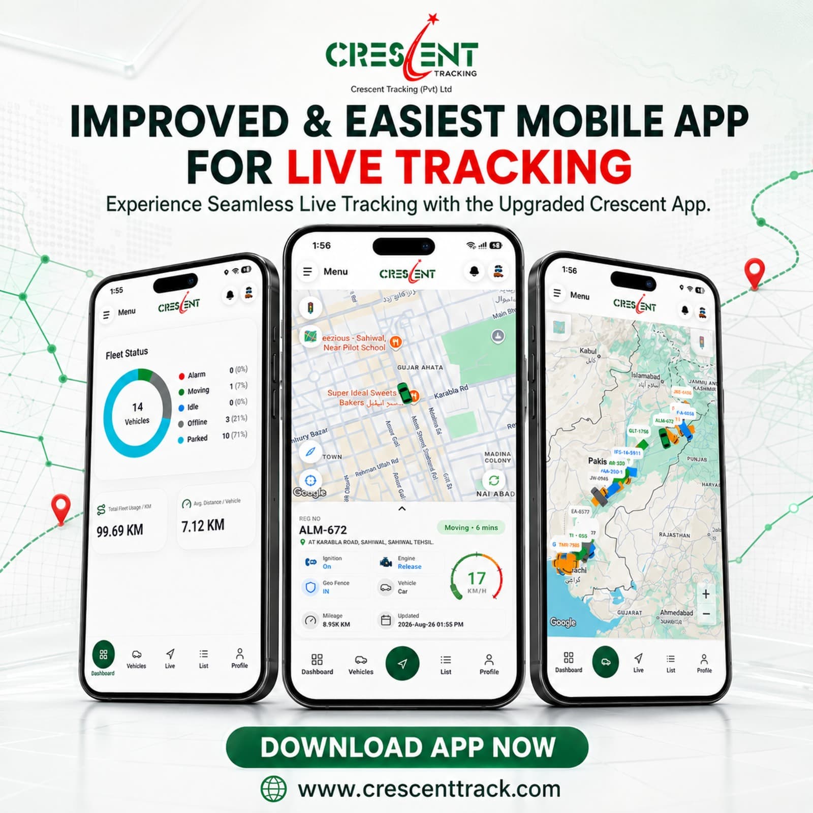 Upgraded Crescent mobile app for live tracking